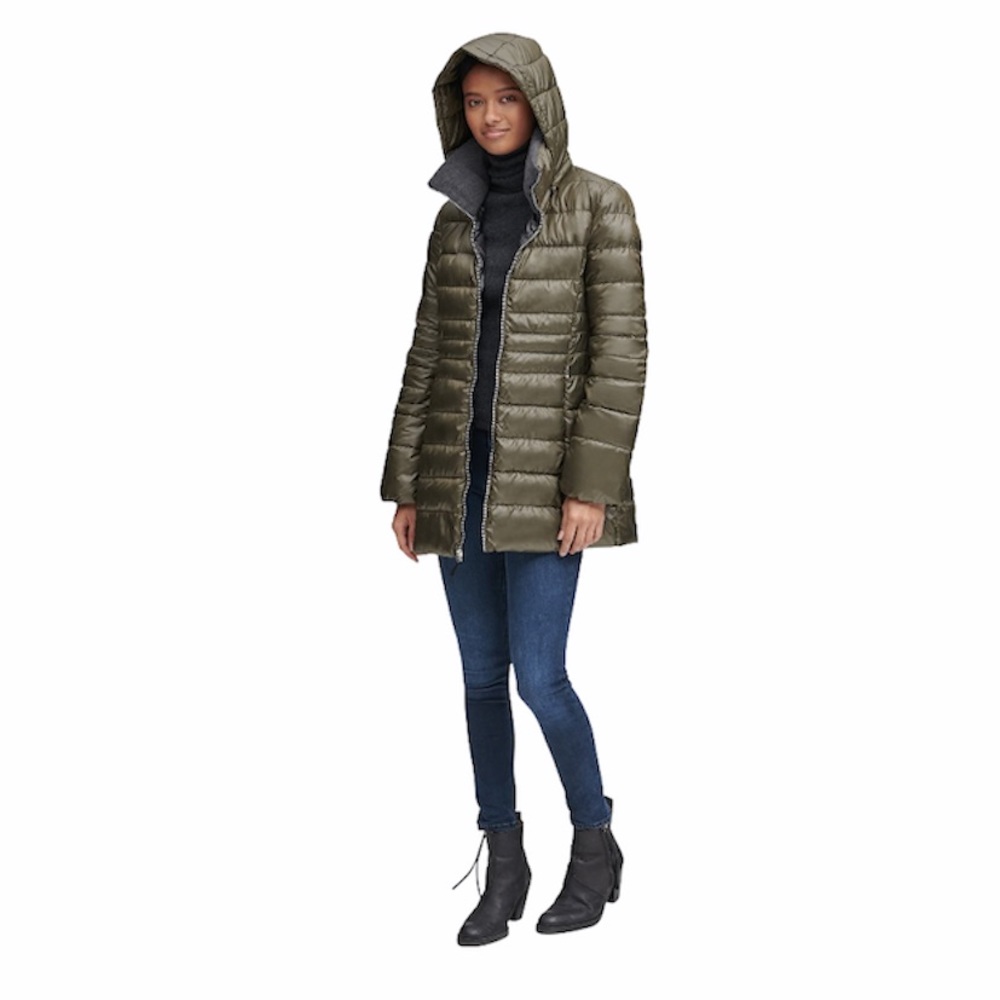 Andrew Marc Windsor Quilted Puff Parka - Olive M